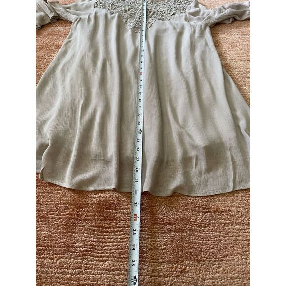 Madewell Bohemian Style  Beige Mini Hippie Bell Sleeve Dress Size M - Picture 5 of 9